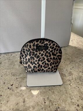 kate spade Leopard Print Mini Cosmetic Pouch in Tan & Black